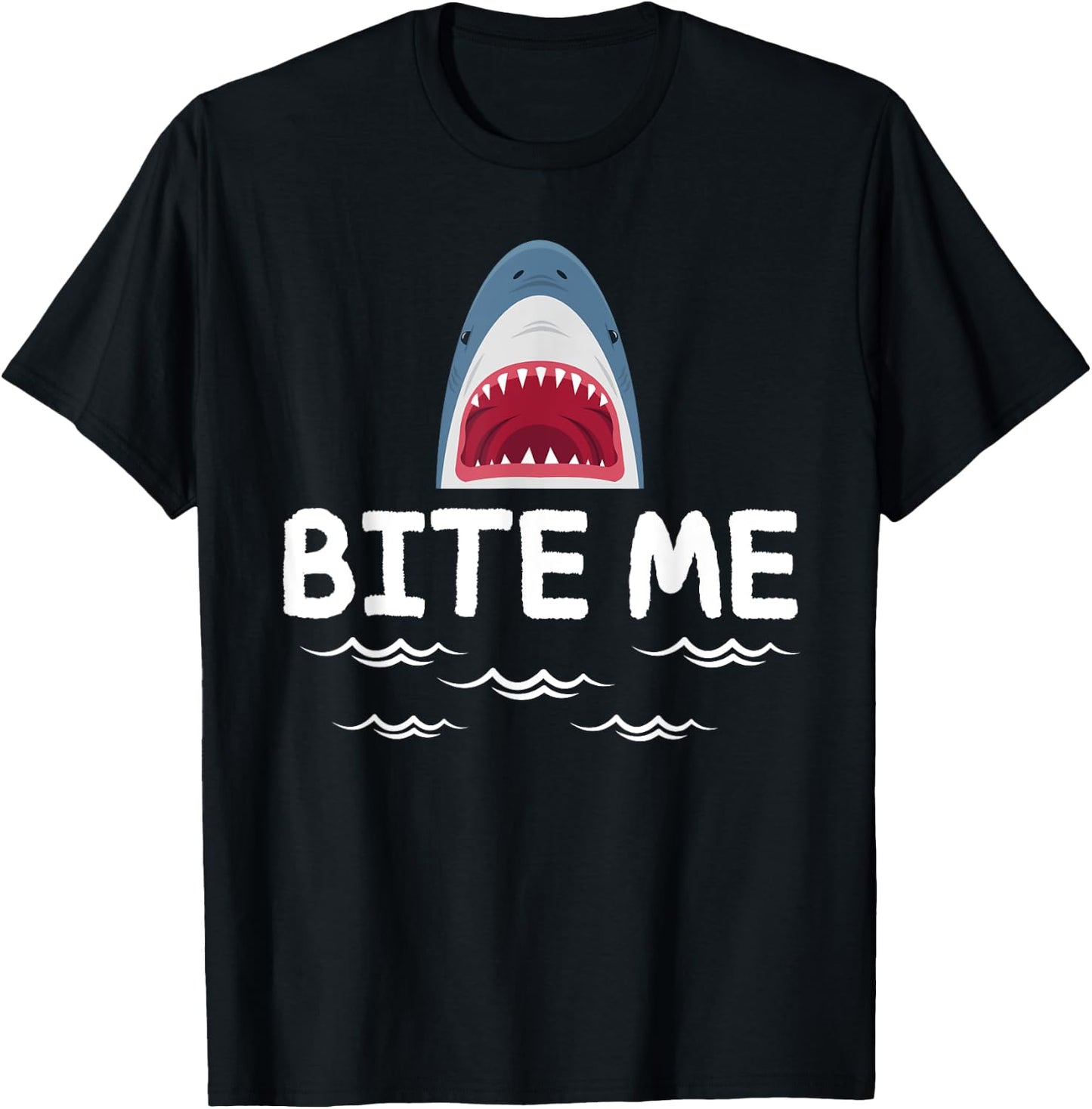 Bite Me Shark Lover Week Awareness Animal Ocean Summer T-Shirt - T-Shirt | Black
