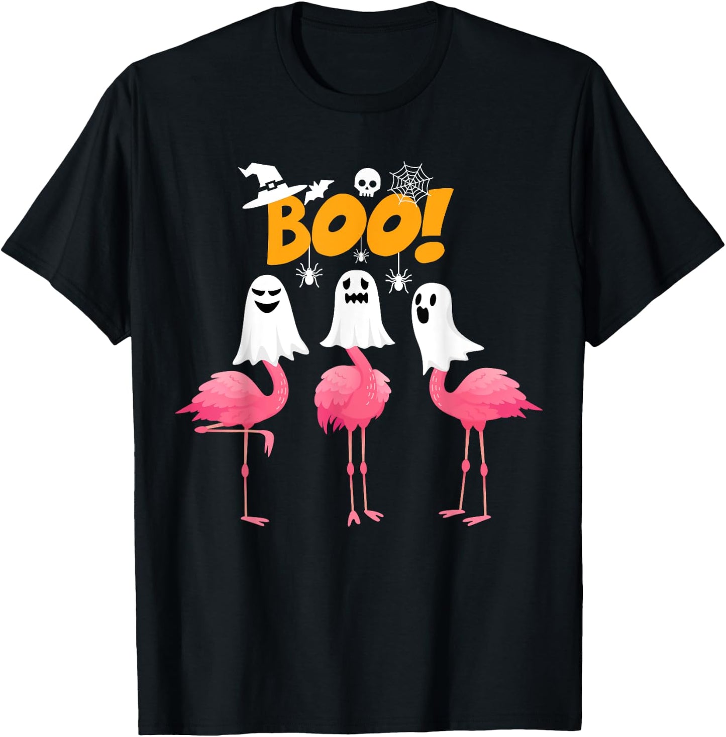 Funny Flamingo Boo - Flamingo Lover Spooky Ghost Halloween T-Shirt - T-Shirt | Black