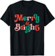 Merry and Bright Christmas Wavy Retro Christmas Xmas Holiday T-Shirt - T-Shirt | Black