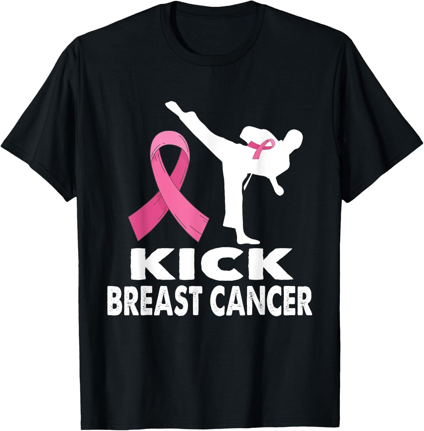Karate Kick Breast Cancer Awareness Pink T-Shirt - T-Shirt | Black