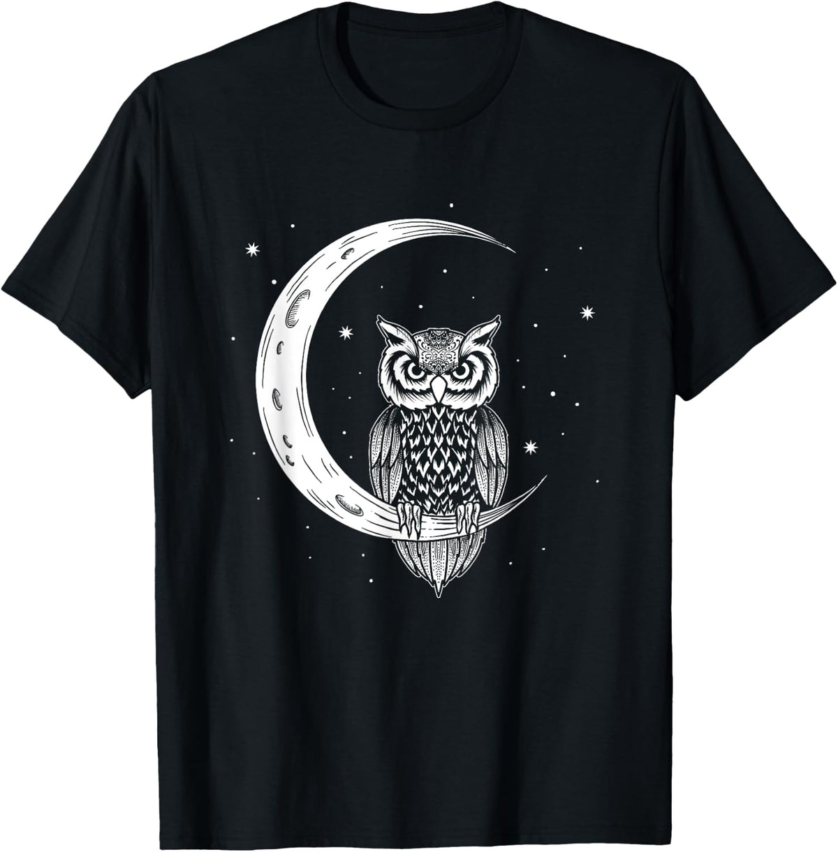 Hanging Owl In The Night Sky - Owlet Birds Lover T-Shirt - T-Shirt | Black