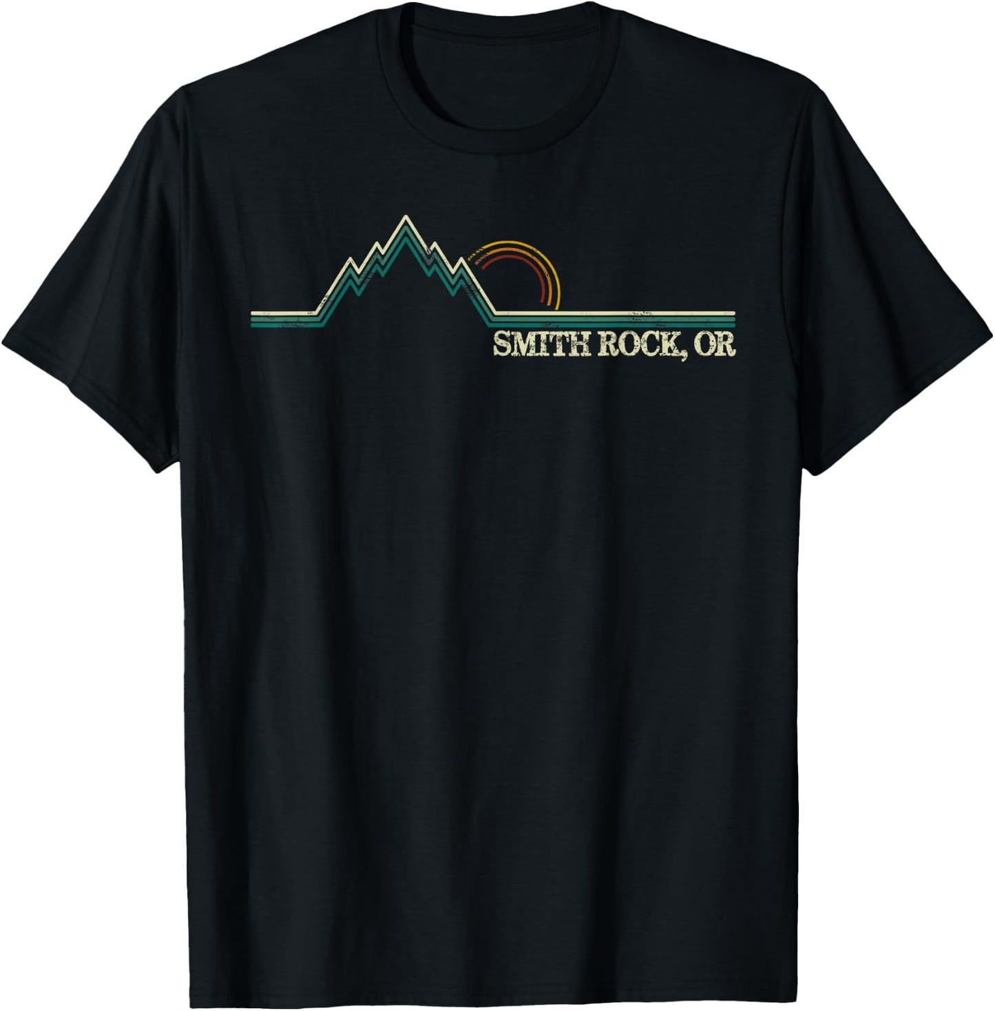 Smith Rock Oregon Retro Mountain Climbing Summer T-Shirt - T-Shirt | Black