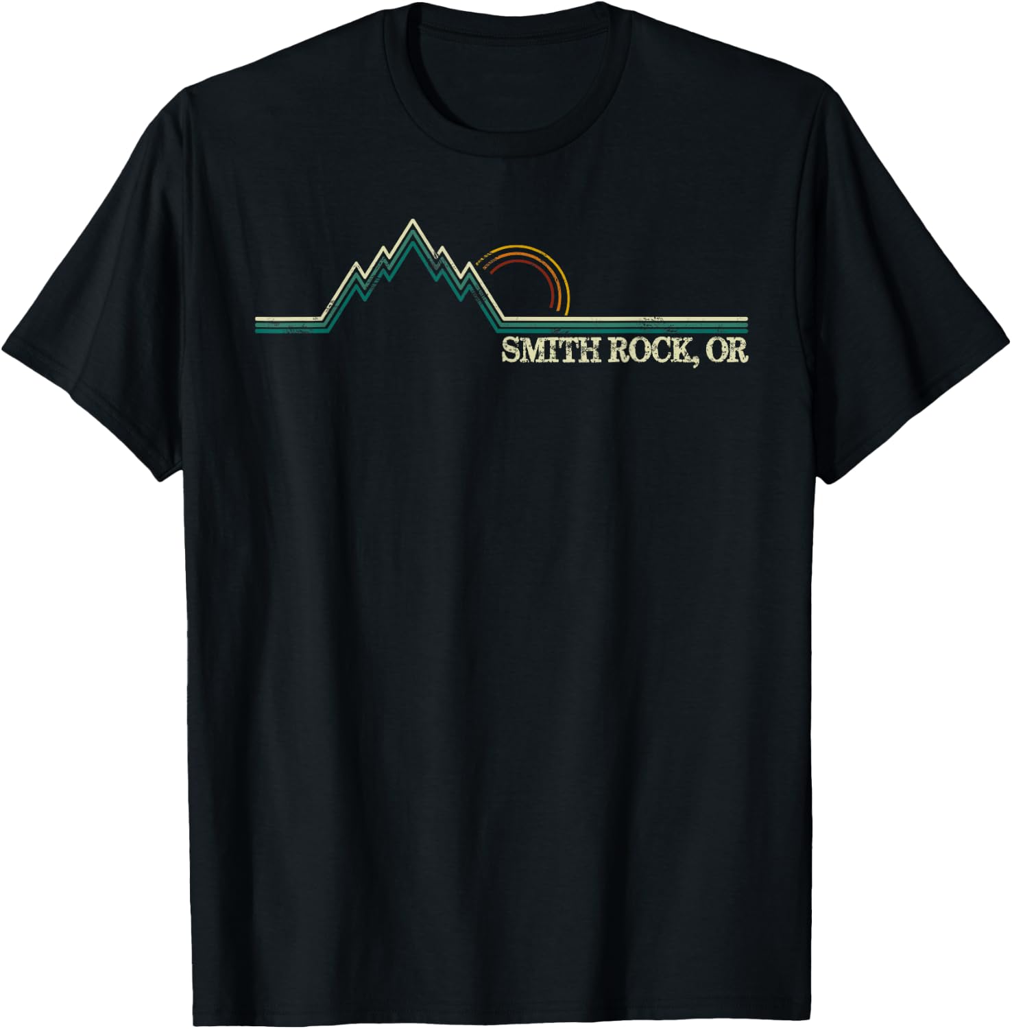 Smith Rock Oregon Retro Mountain Climbing Summer T-Shirt - T-Shirt | Black