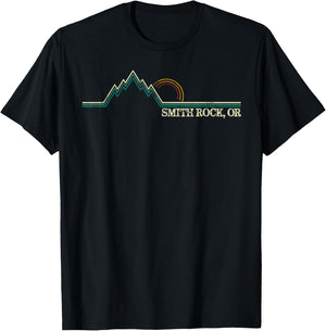Smith Rock Oregon Retro Mountain Climbing Summer T-Shirt - T-Shirt | Black