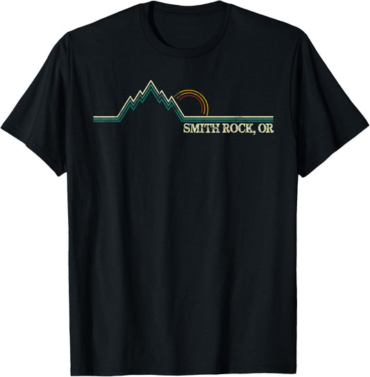 Smith Rock Oregon Retro Mountain Climbing Summer T-Shirt - T-Shirt | Black