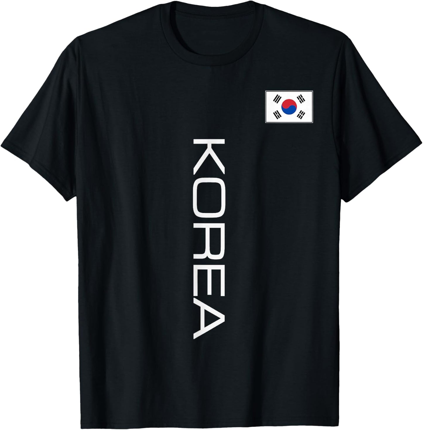 South Korea Flag Sporty Athletic Vertical Style T-Shirt - T-Shirt | Black