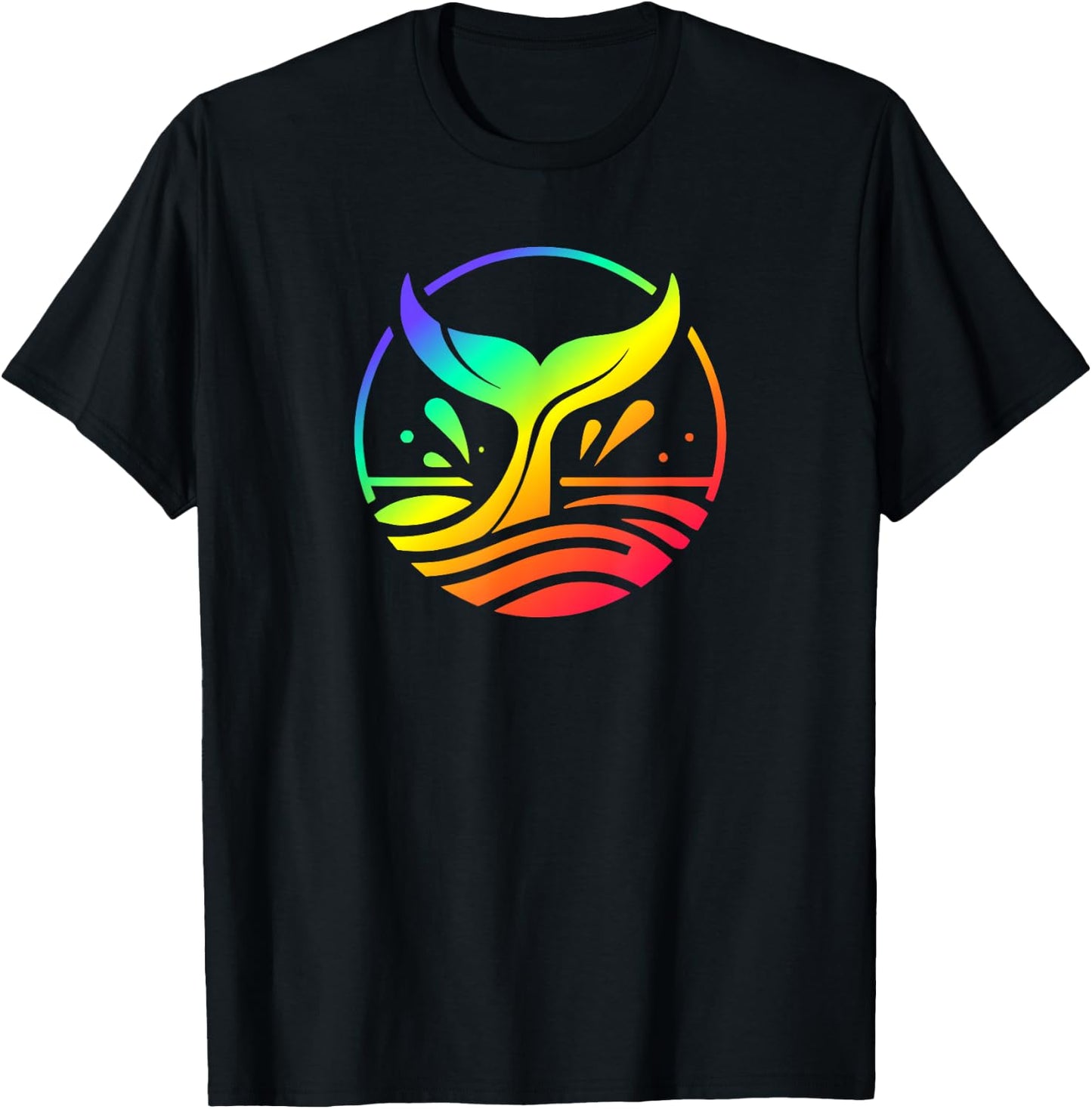 Rainbow Colors Whale Tail Fluke In The Ocean T-Shirt - T-Shirt | Black
