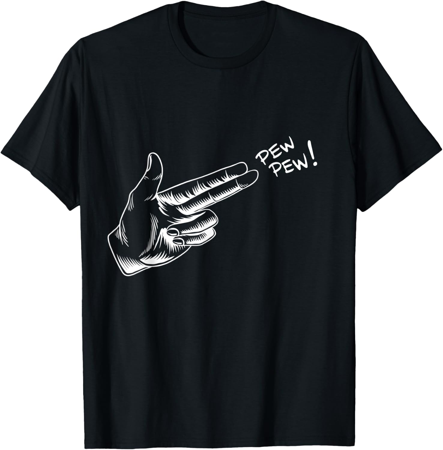 Hand Pew Pistol Line Art Scatch Halloween Costume T-Shirt - T-Shirt | Black