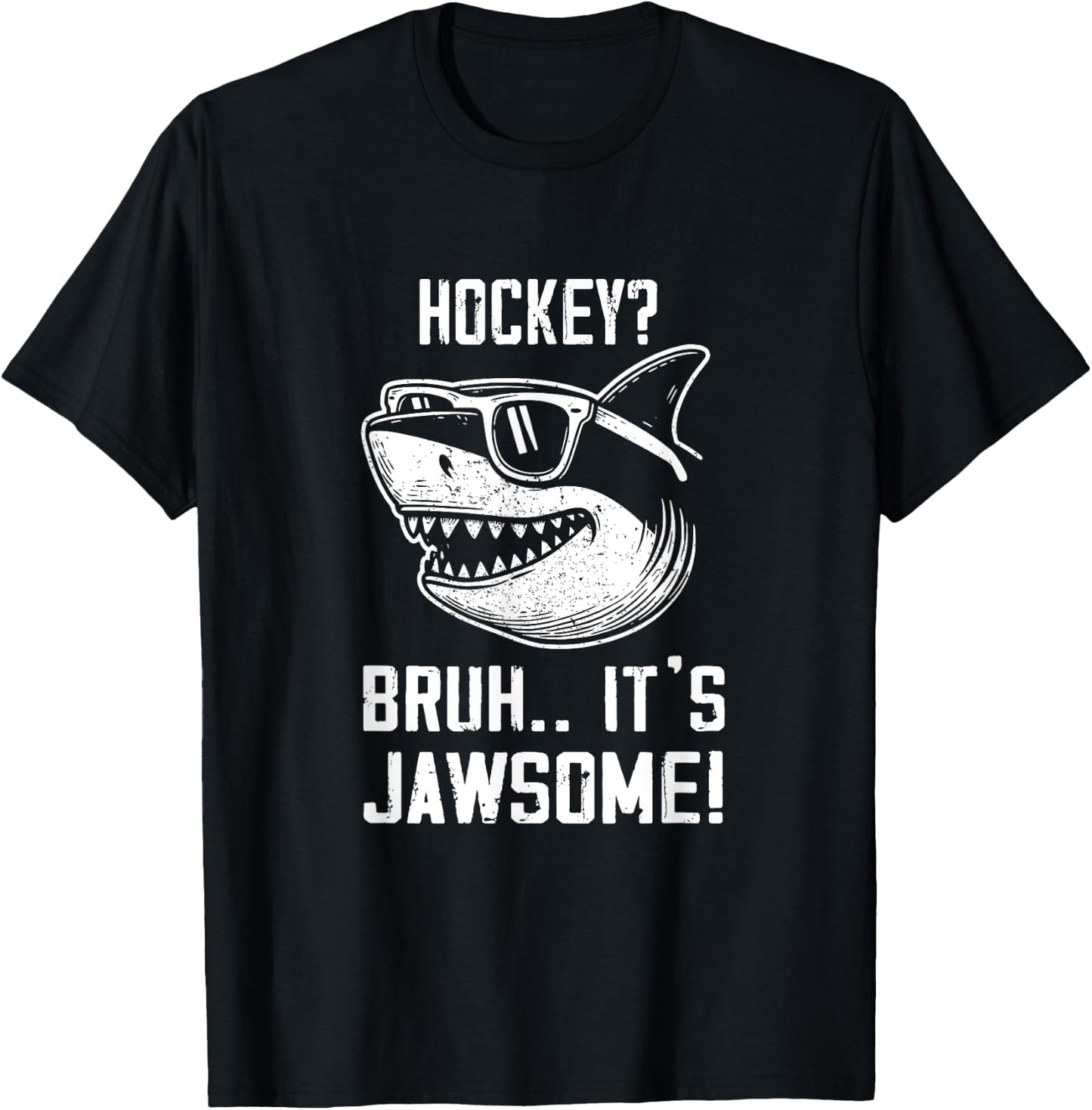 Hockey Bruh it's Jawsome Shark Kids Funny T-Shirt - T-Shirt | Black