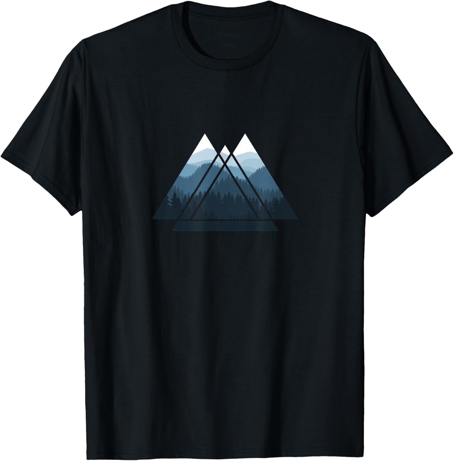 Outdoor Nature Trees Forest Minimalism Triangle Climate Protection T-Shirt - T-Shirt | Black