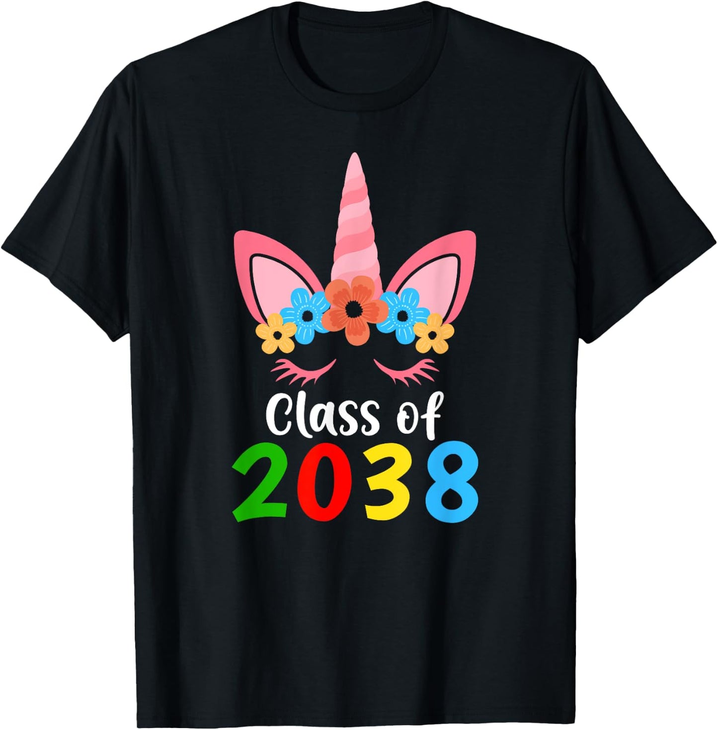 Unicorn Class of 2038 Grow With Me Back To School Girls T-Shirt - T-Shirt | Black