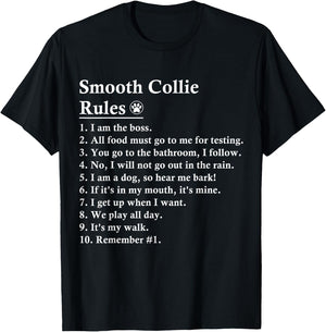 Funny Smooth Collie Dog Rules T-Shirt - T-Shirt | Black