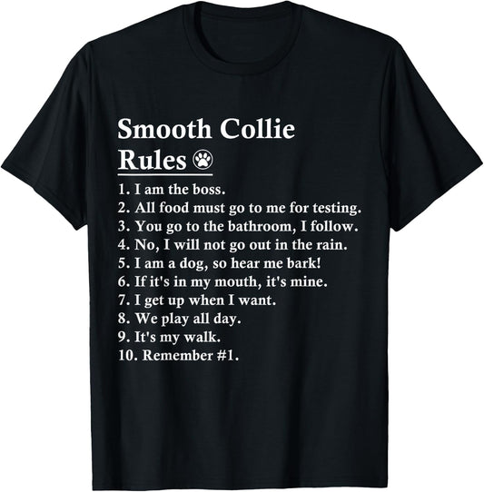 Funny Smooth Collie Dog Rules T-Shirt - T-Shirt | Black