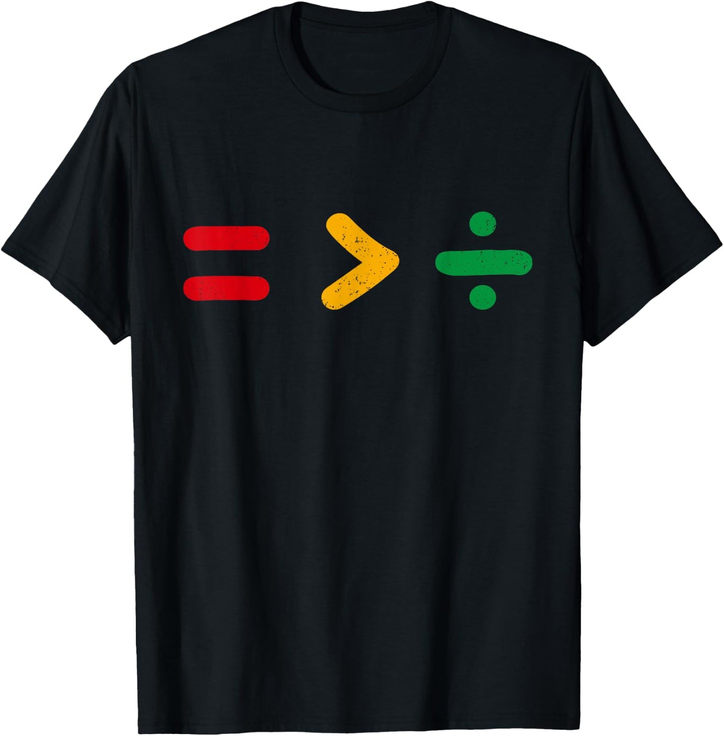 Juneteenth Equality Is Greater Than Division Afro Men Women T-Shirt - T-Shirt | Black