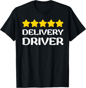 Five Star Delivery Driver Food Jobs Funny Rating Deliveries T-Shirt - T-Shirt | Black