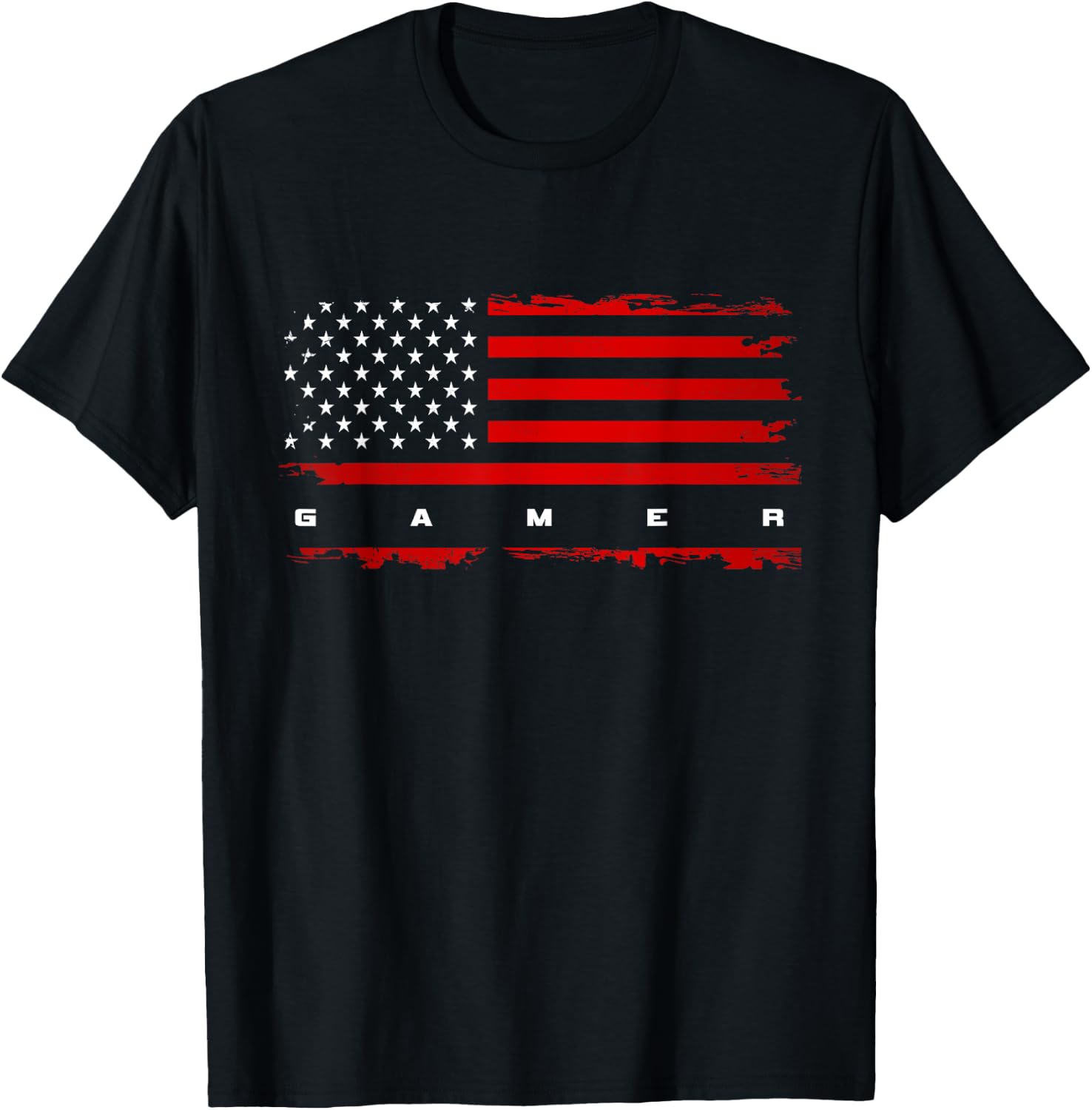 American Flag Gamer Gaming Video Game T-Shirt - T-Shirt | Black
