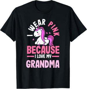 I Wear Pink Because I Love My Grandma Breast Cancer T-Shirt - T-Shirt | Black