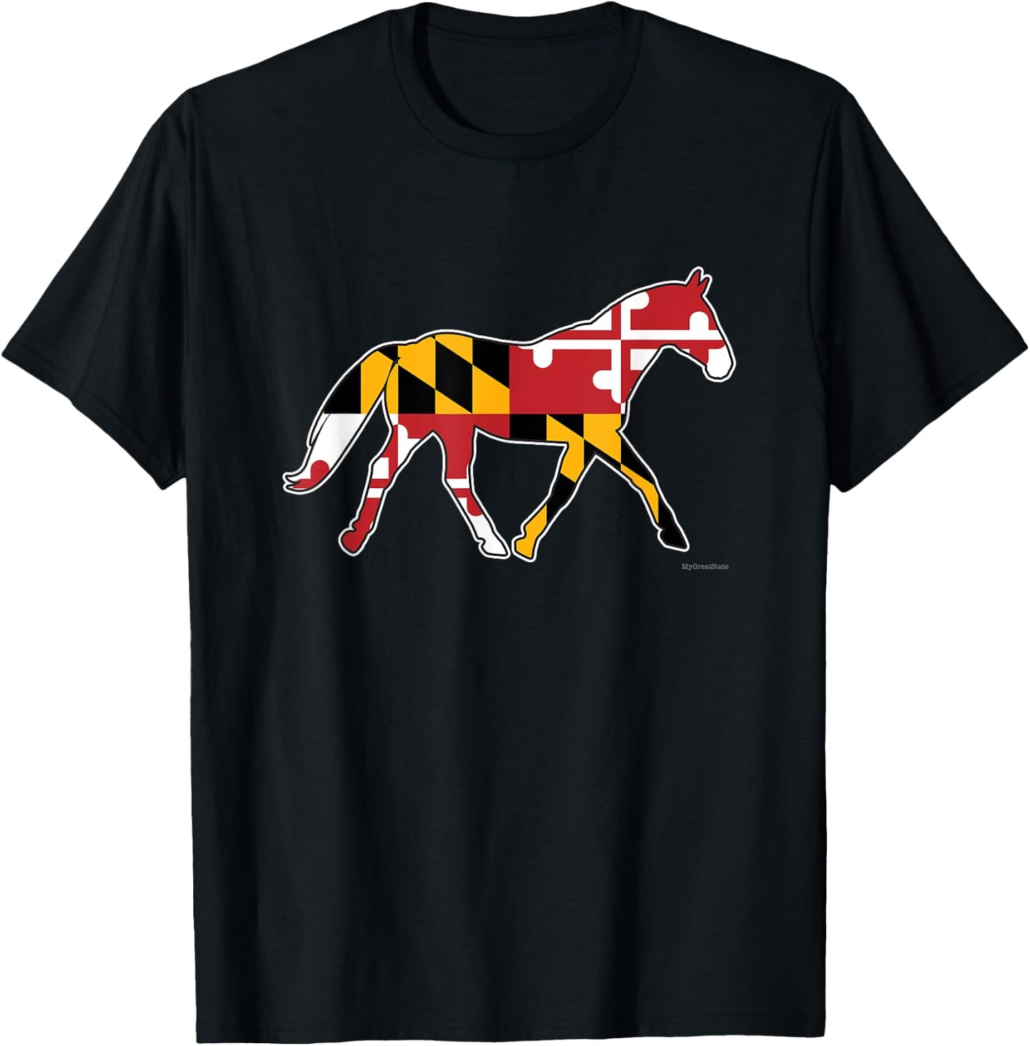 Maryland Horse Flag Decal - Maryland Horses Shirt T-Shirt - T-Shirt | Black