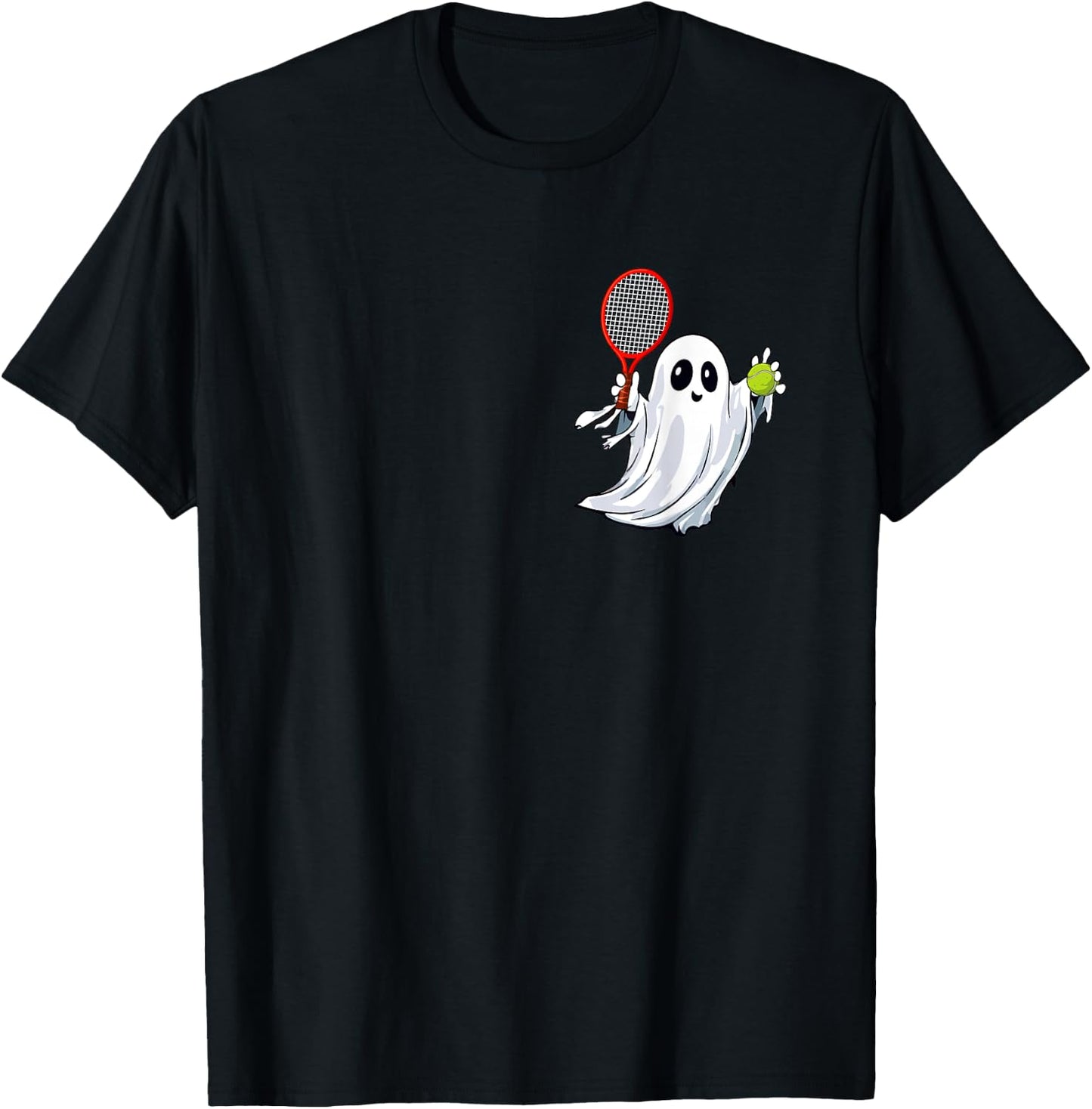 Boo Ghost Playing Tennis Halloween Costume Player Kids T-Shirt - T-Shirt | Black