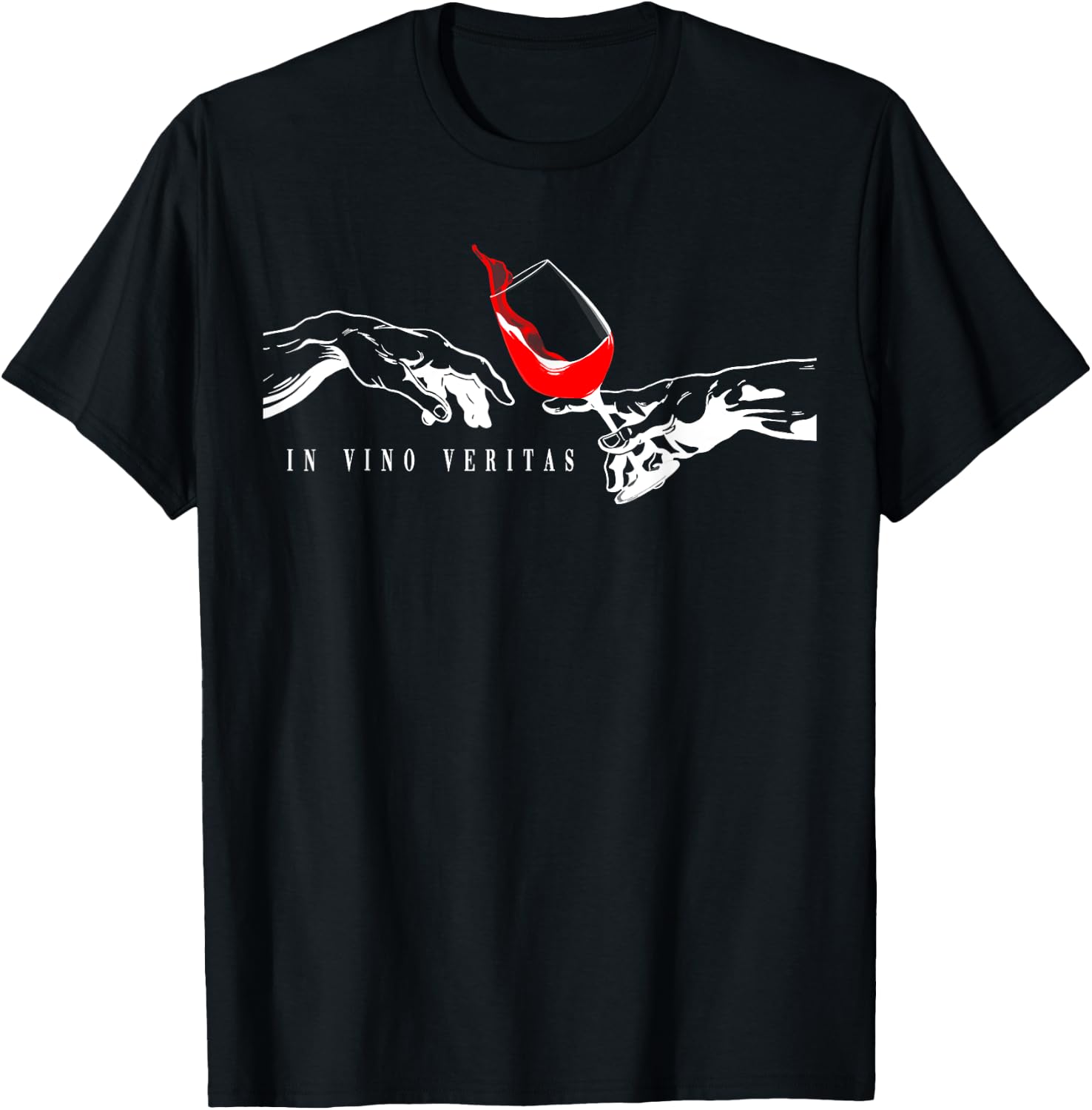 IN VINO VERITAS Creation of Adam Vino Digga Red Wine T-Shirt - T-Shirt | Black