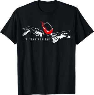 IN VINO VERITAS Creation of Adam Vino Digga Red Wine T-Shirt - T-Shirt | Black