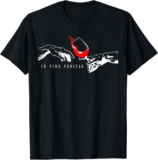 IN VINO VERITAS Creation of Adam Vino Digga Red Wine T-Shirt - T-Shirt | Black