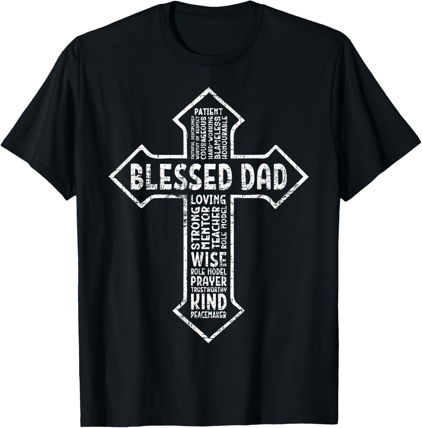 Cross God Jesus Faith Christian Cross Daddy Papa Blessed Dad T-Shirt - T-Shirt | Black