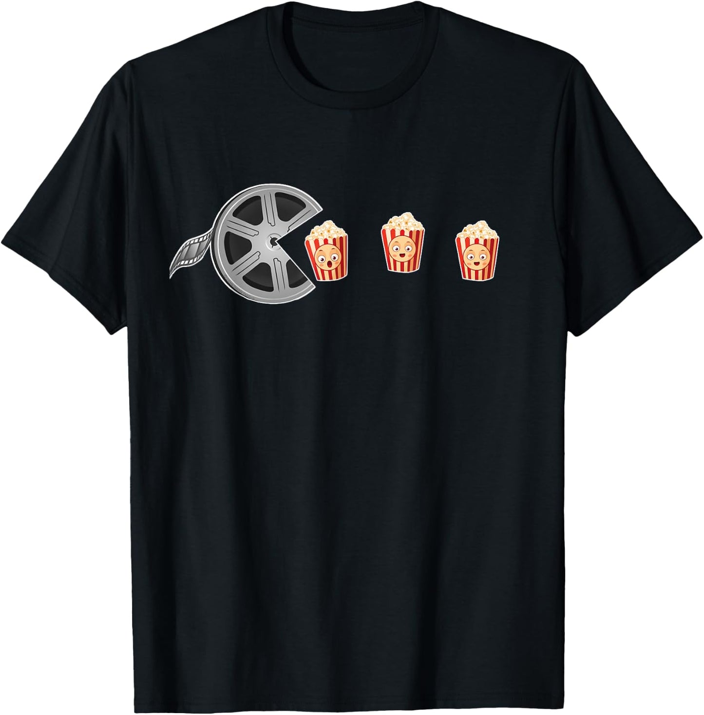Dibble Dabble Designs Movie Popcorn Film Reel Kids Movie Night Funny Movie , Small, Black T-Shirt - T-Shirt | Black