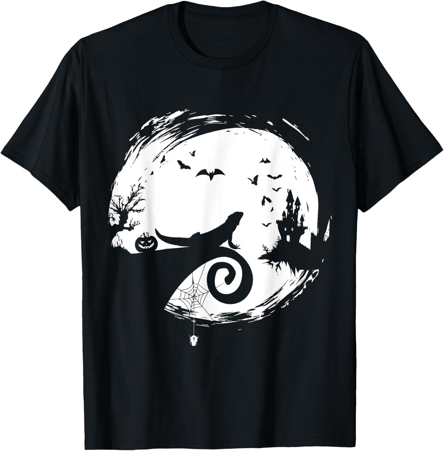 Bearded Dragon Halloween Costume Moon Silhouette Creepy T-Shirt - T-Shirt | Black
