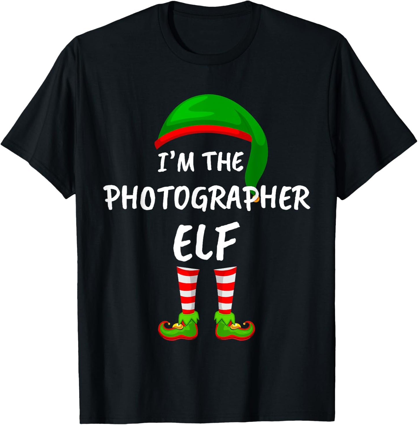 Matching Family I'm The Photographer Elf Christmas T-Shirt - T-Shirt | Black