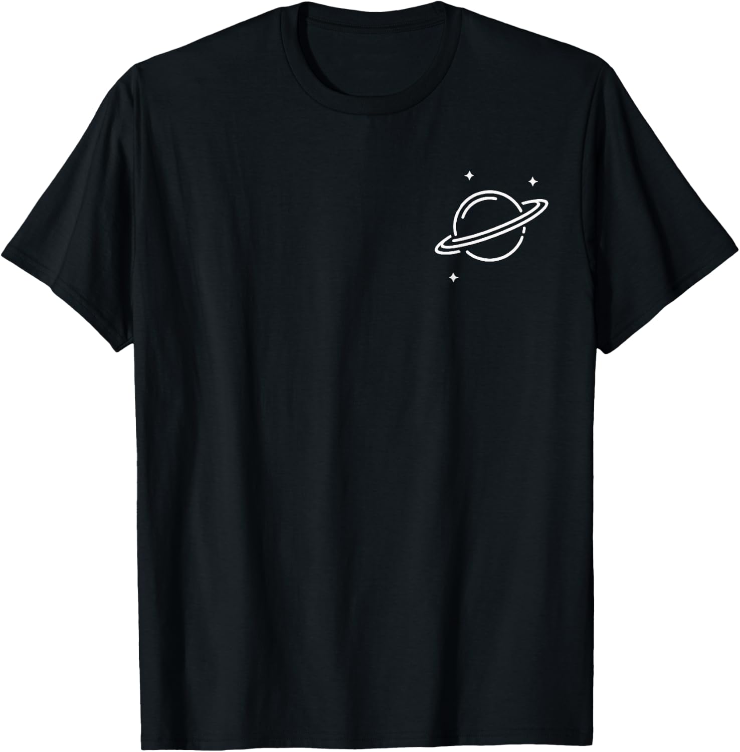 Planet Rings Stars Science Space Men Women Boys Girls Kids T-Shirt - T-Shirt | Black