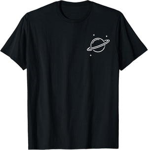 Planet Rings Stars Science Space Men Women Boys Girls Kids T-Shirt - T-Shirt | Black