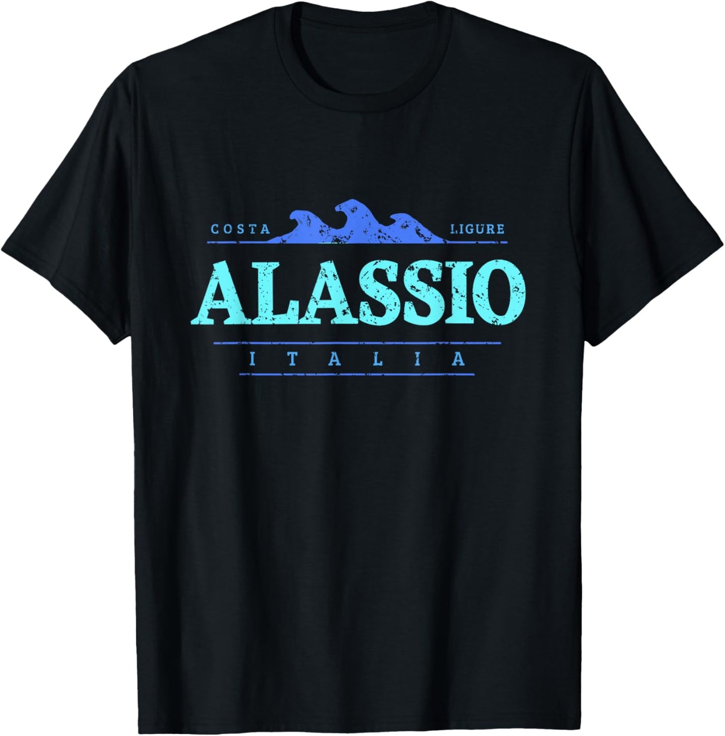 Alassio Italia | Alassio Liguria Italy Shoreline T-Shirt - T-Shirt | Black