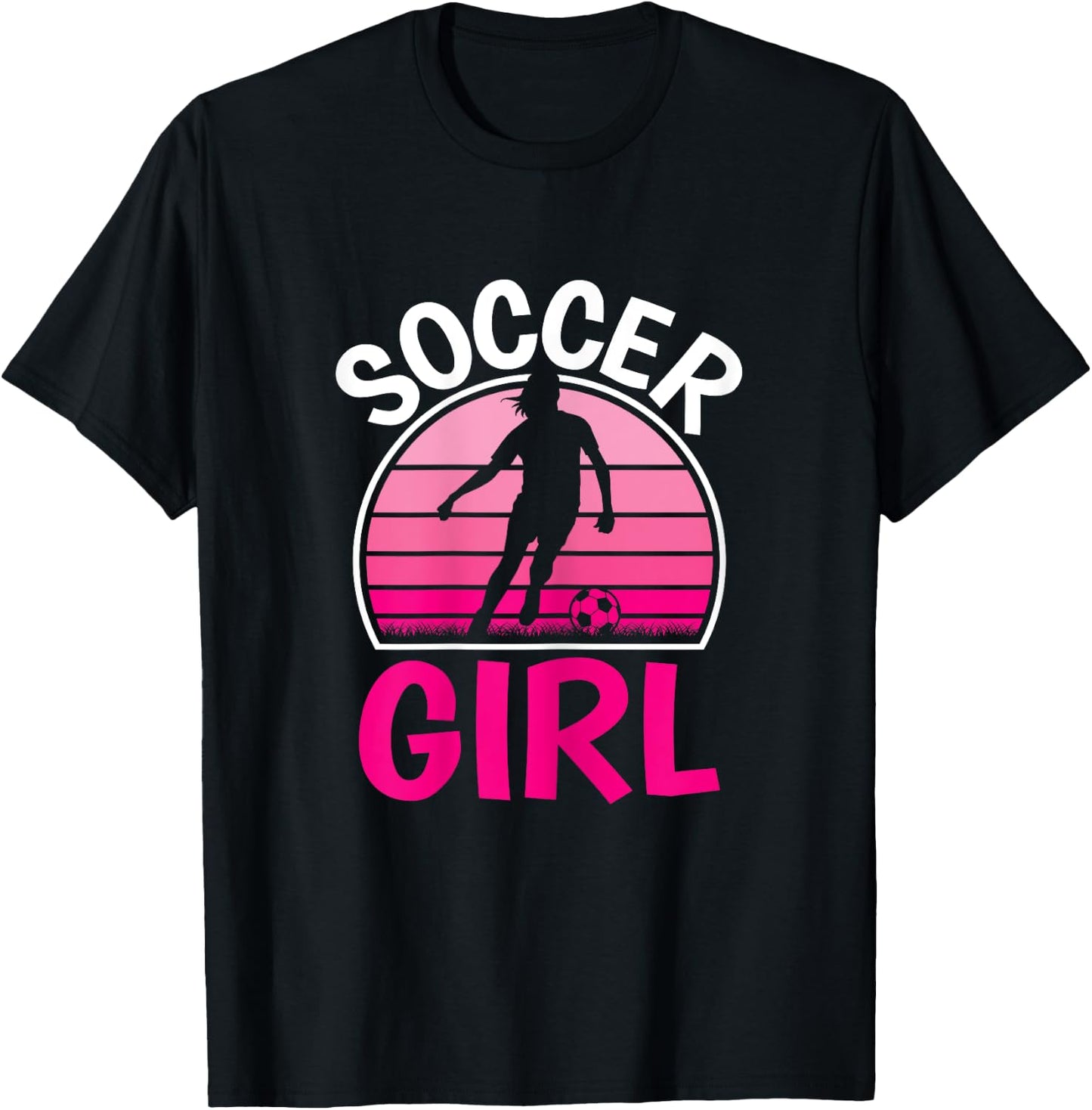 Cute Soccer Girl Pink Soccer Player Women Girls T-Shirt - T-Shirt | Black