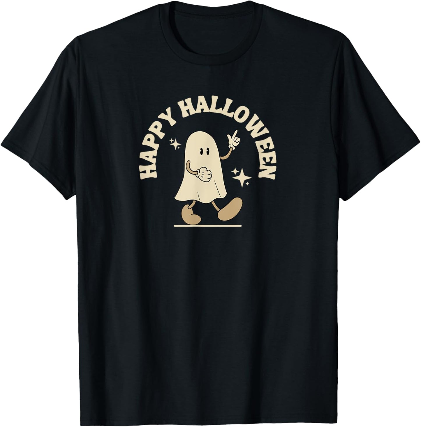 Happy Halloween Ghost T-Shirt - T-Shirt | Black