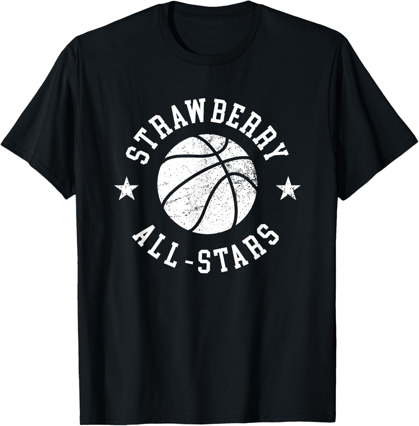 Strawberry Vintage All-Stars Retro 80s Basketball T-Shirt - T-Shirt | Black