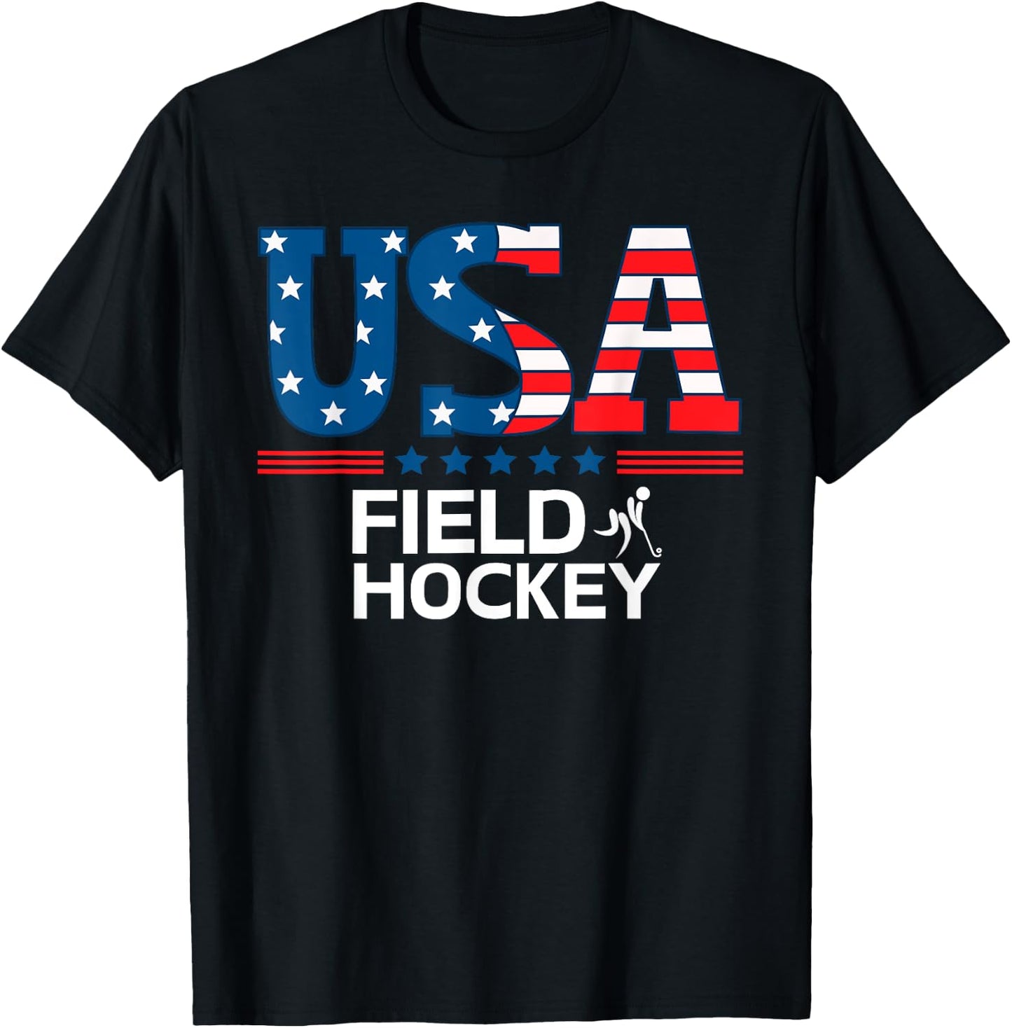 United States Flag Field Hockey USA Team Sport Field Hockey T-Shirt - T-Shirt | Black
