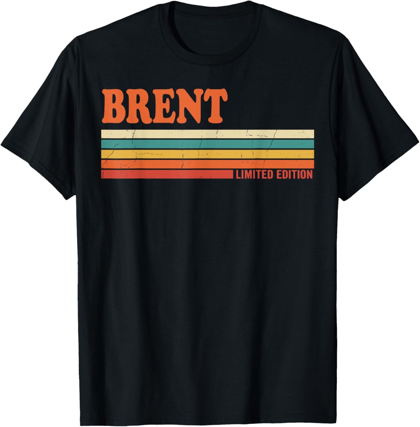Brent Retro Personalized First Name Vintage Stripes T-Shirt - T-Shirt | Black