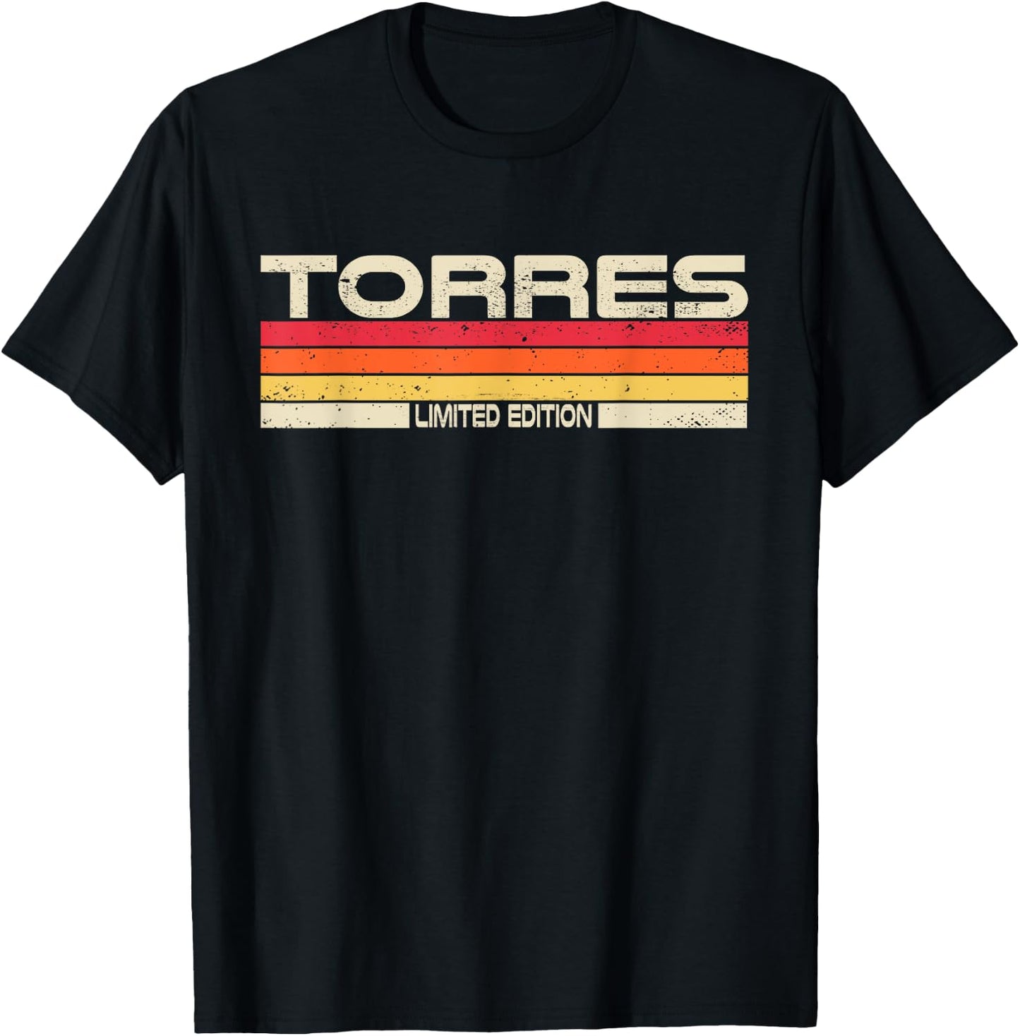 Torres Surname Birthday Family Reunion 80s 90s Sunset T-Shirt - T-Shirt | Black