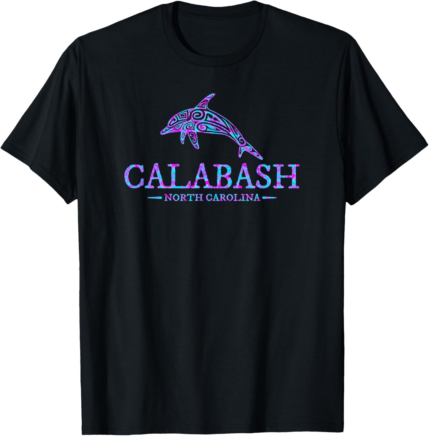 Calabash North Carolina Dolphin Souvenir Boys Girls T-Shirt - T-Shirt | Black