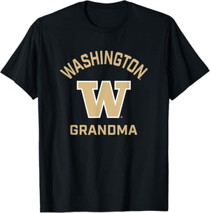 University of Washington Huskies Arched Grandma T-Shirt - T-Shirt | Black