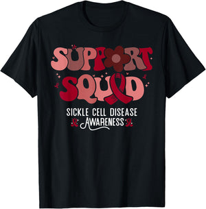Sickle Cell Warrior Groovy Support Squad Sickle Cell Anemia T-Shirt - T-Shirt | Black