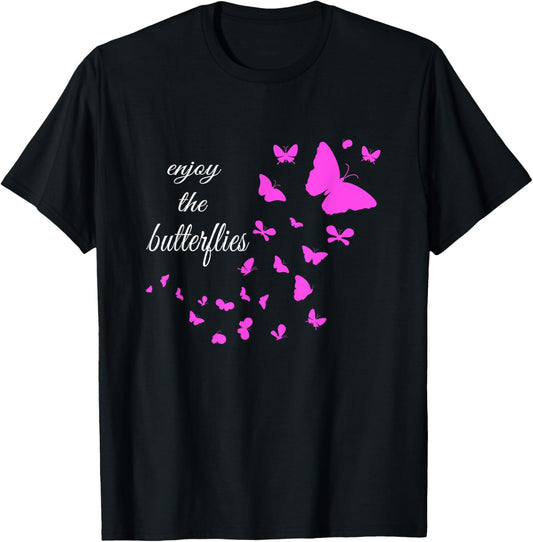 Enjoy The Butterflies Women Butterfly T-Shirt - T-Shirt | Black