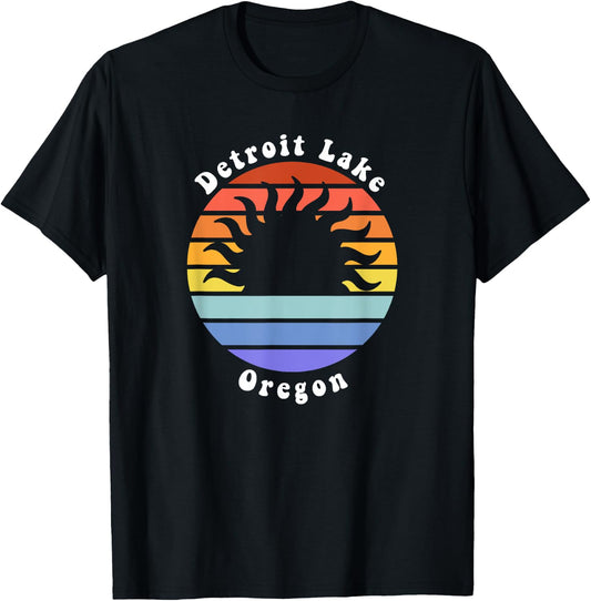 Detroit Lake Oregon Sunrise Vacation Souvenir T-Shirt - T-Shirt | Black