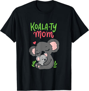 Koala-ty Mom Koala Bear Mama Mother's Day Animal Pun Gift T-Shirt - T-Shirt | Black