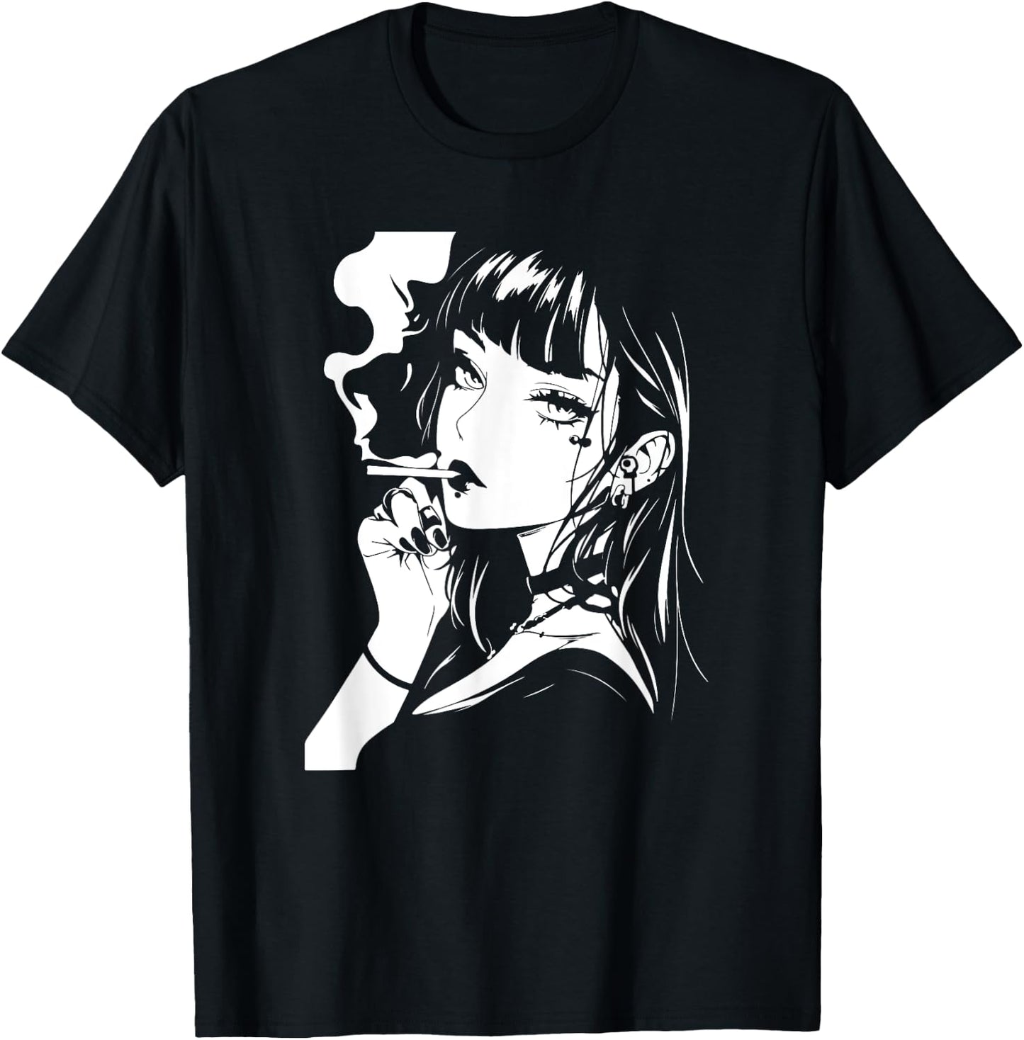 Grunge Anime Girl T-Shirt - T-Shirt | Black