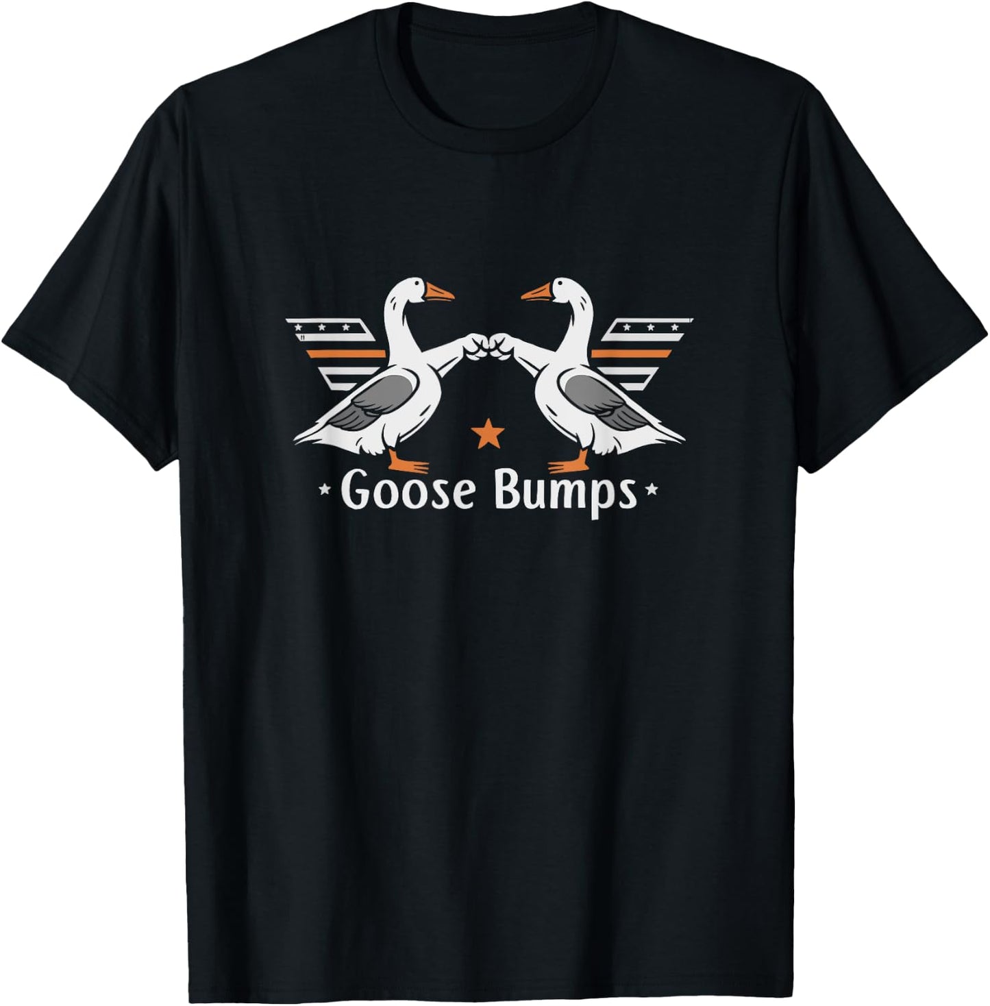 Goose Bumps Pun Fist Bump Funny Vintage Cartoon Geese T-Shirt - T-Shirt | Black