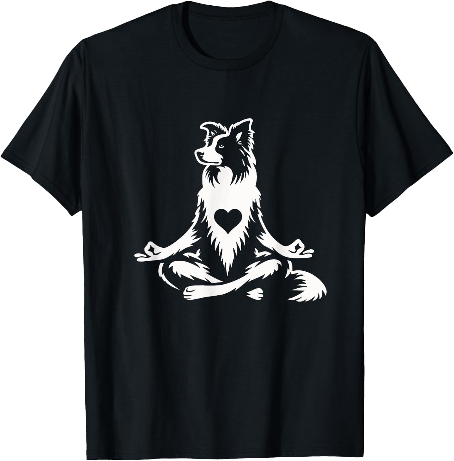 Funny Border Collie Yoga Pose Dog Graphic Design T-Shirt - T-Shirt | Black