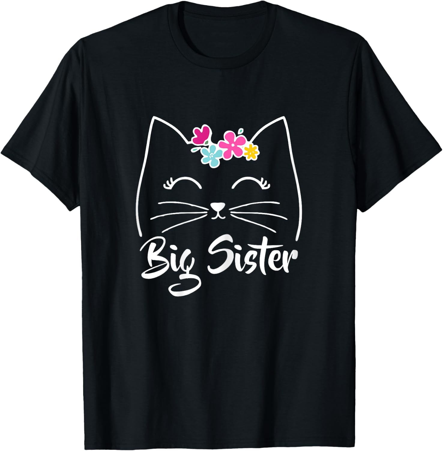 Big Sister Cute Kitty Cat Lover Pets T-Shirt - T-Shirt | Black