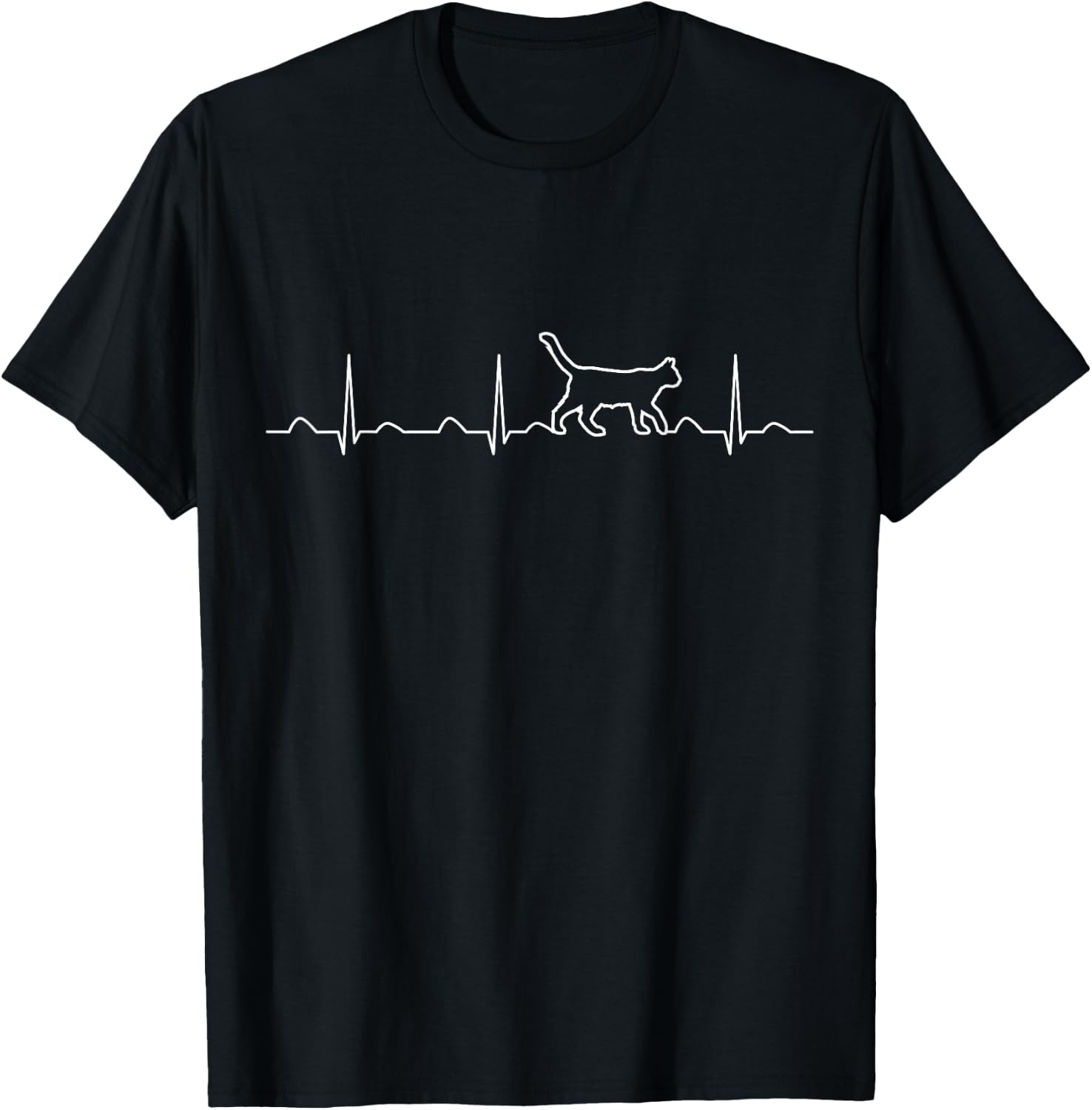 Cat Heartbeat Shirt, Funny Cute Feline Pet Owner Gift T-Shirt - T-Shirt | Black